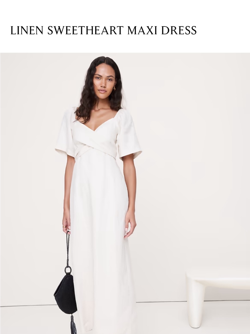 Banana Republic White Linen Sweetheart Maxi Dress